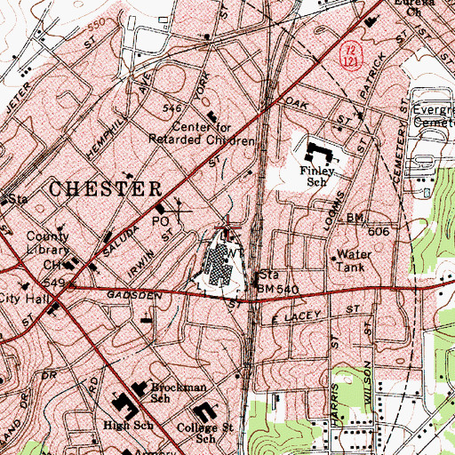 Topographic Map of Mount Calvary Baptist Church, SC