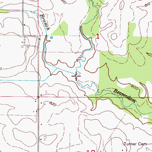 Topographic Map of Morris Branch, AL