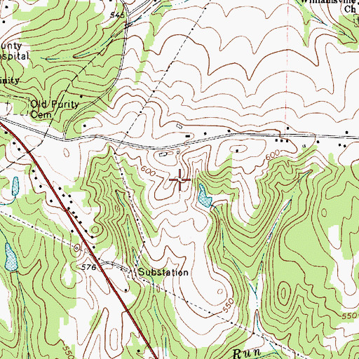 Topographic Map of Peden Oaks, SC