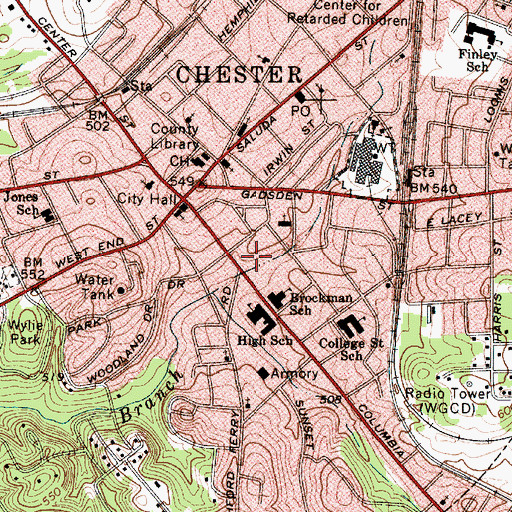 Topographic Map of Peoples Plaza Shopping Center, SC