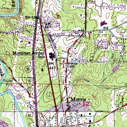 Topographic Map of Morris Cemetery, AL