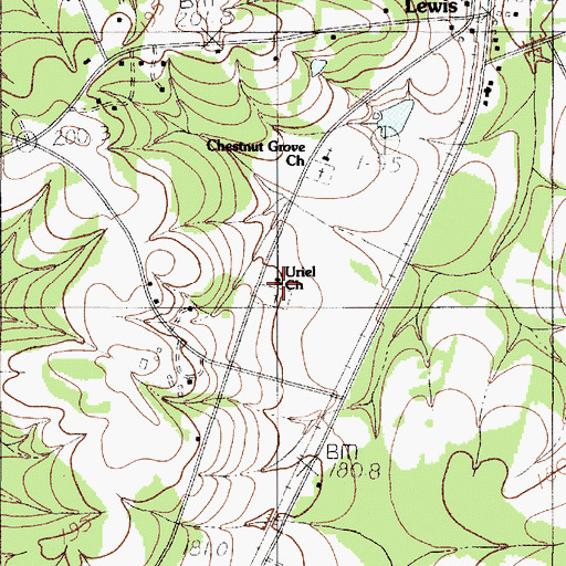 Topographic Map of Uriel Church, SC