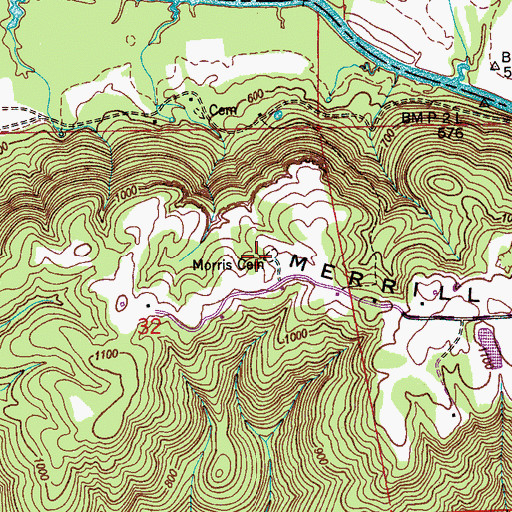 Topographic Map of Morris Cemetery, AL