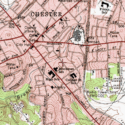 Topographic Map of Witherow School (historical), SC