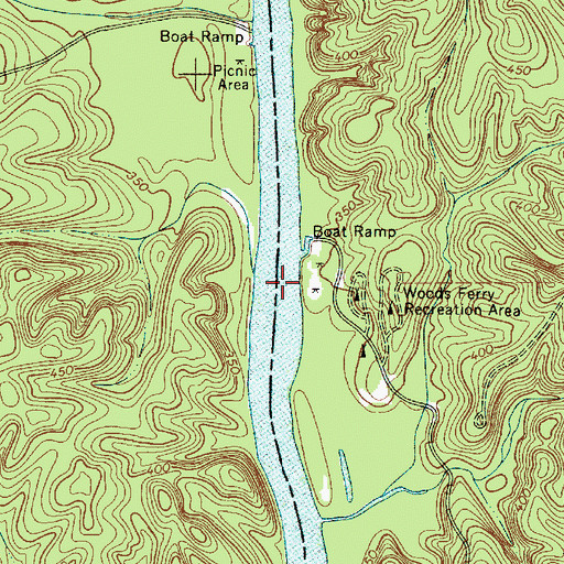 Topographic Map of Woods Ferry (historical), SC