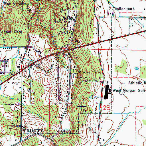 Topographic Map of Morris Cemetery, AL