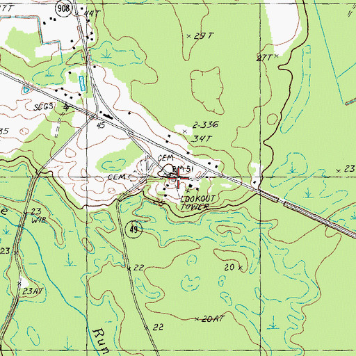 Topographic Map of Brittons Neck Lookout Tower, SC