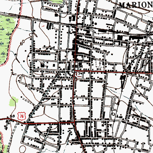 Topographic Map of Marion City Hall, SC