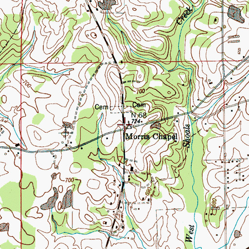 Topographic Map of Morris Chapel, AL