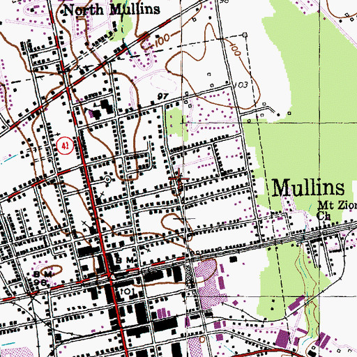 Topographic Map of Mount Olive Baptist Church, SC