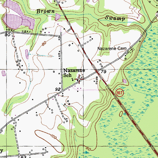 Topographic Map of Nazarene Church, SC