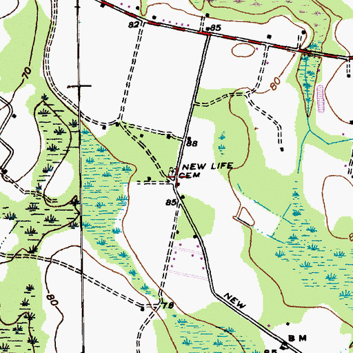 Topographic Map of New Life Church (historical), SC
