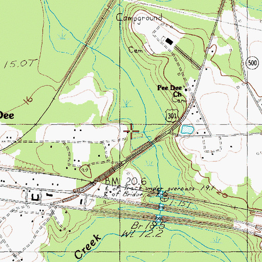 Topographic Map of Pee Dee School (historical), SC