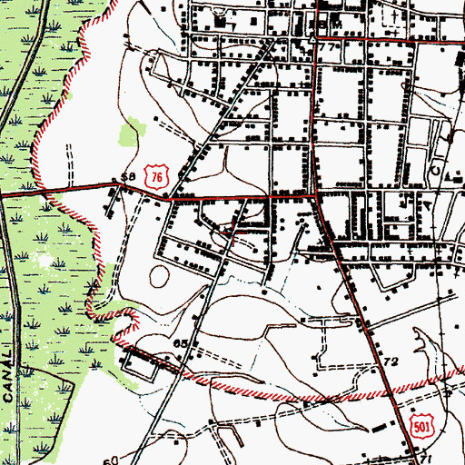Topographic Map of Saint Johns African Methodist Episcopal Church, SC