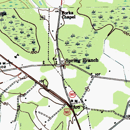 Topographic Map of Spring Branch Church, SC