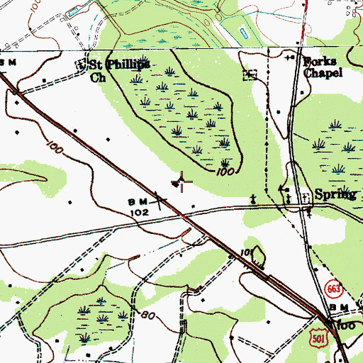 Topographic Map of Spring Branch School, SC