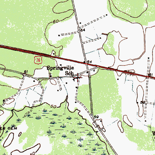 Topographic Map of Springville Church, SC