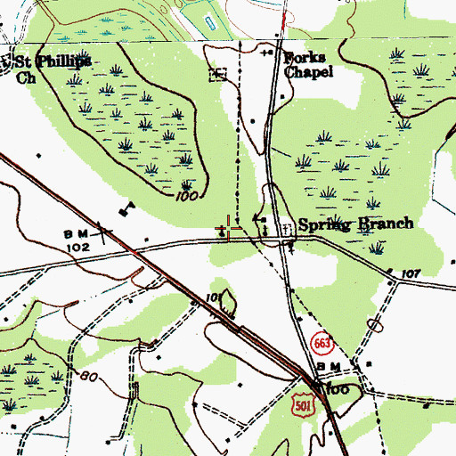 Topographic Map of Walkers Chapel, SC