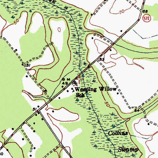 Topographic Map of Weeping Willow Church, SC