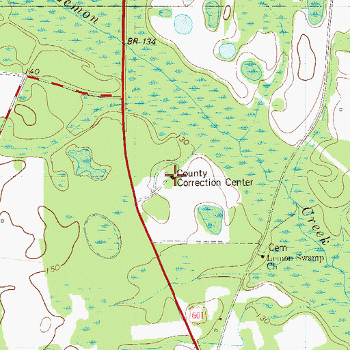 Topographic Map of Bamberg County Correction Center, SC