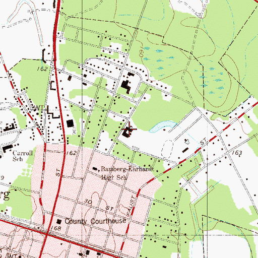 Topographic Map of Bamberg Elementary School, SC
