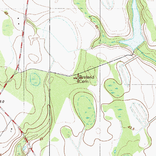 Topographic Map of Breland Cemetery, SC