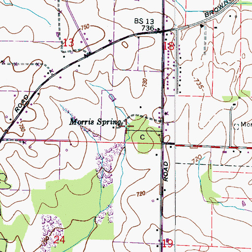 Topographic Map of Morris Spring, AL