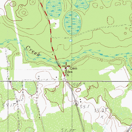 Topographic Map of Eden Baptist Church, SC