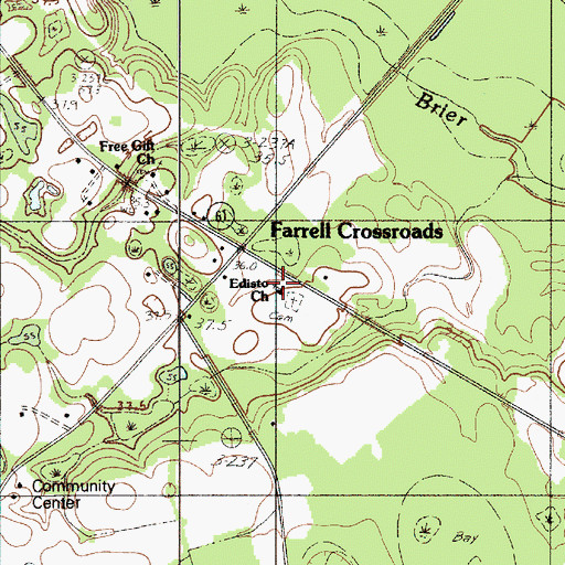 Topographic Map of Edisto Baptist Church, SC