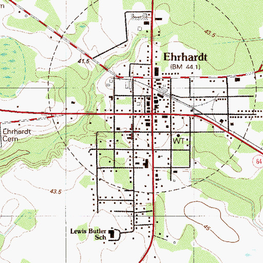 Topographic Map of Ehrhardt Baptist Church, SC