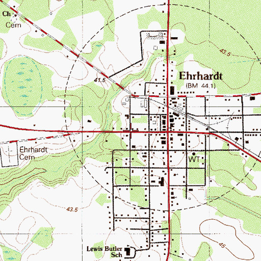 Topographic Map of Ehrhardt Memorial Lutheran Church, SC