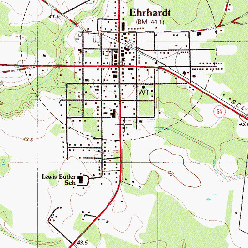 Topographic Map of Ehrhardt United Methodist Church, SC