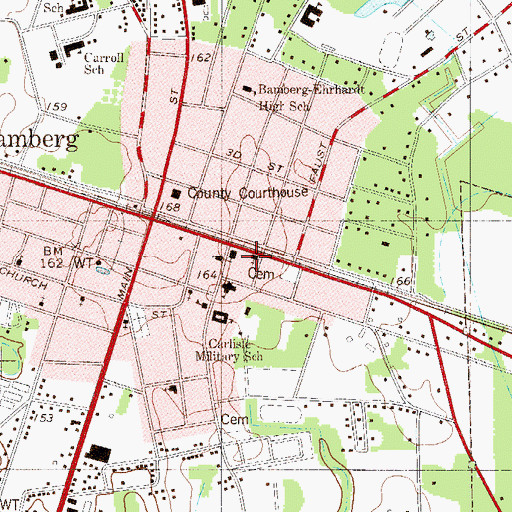 Topographic Map of First Baptist Church, SC