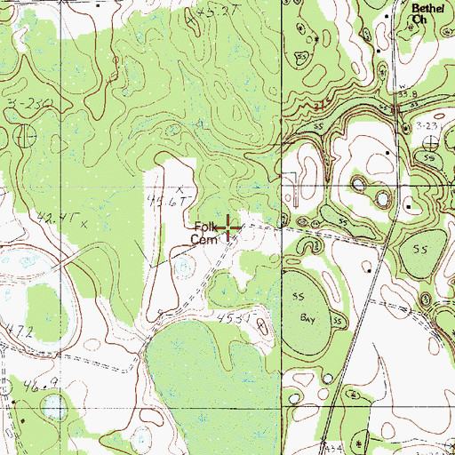 Topographic Map of Folk Cemetery, SC