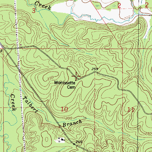 Topographic Map of Morrisette Cemetery, AL