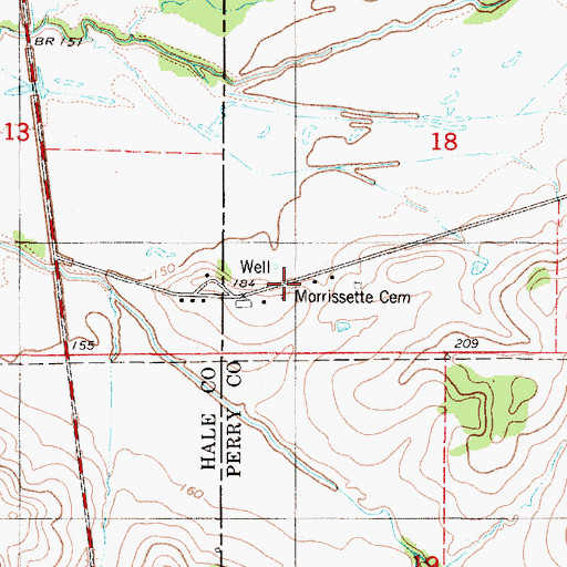 Topographic Map of Morrissette Cemetery, AL