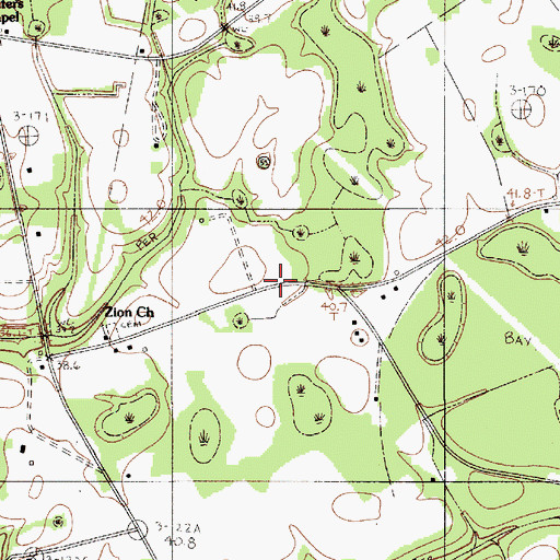 Topographic Map of Hunters Chapel School (historical), SC