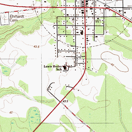 Topographic Map of Lewis Butler School, SC