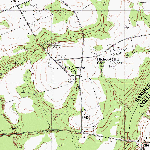 Topographic Map of Little Swamp Church, SC