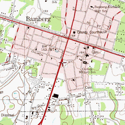 Topographic Map of Main Street Methodist Church, SC