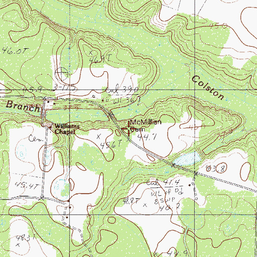 Topographic Map of McMillian Cemetery, SC