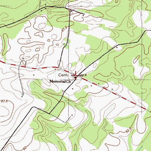 Topographic Map of Memorial Baptist Church, SC