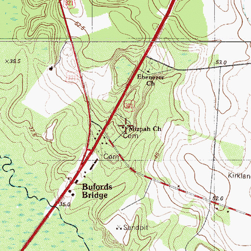 Topographic Map of Mizpah Church, SC