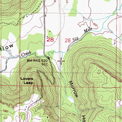 Topographic Map of Morrow Hollow, AL