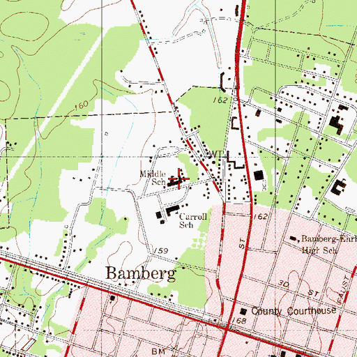 Topographic Map of Richard Carroll Middle School, SC