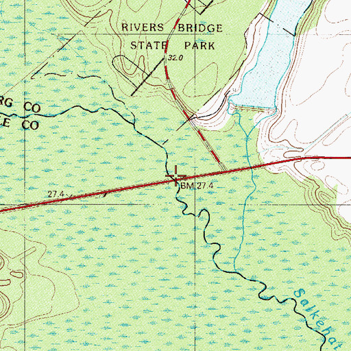 Topographic Map of Rivers Bridge, SC