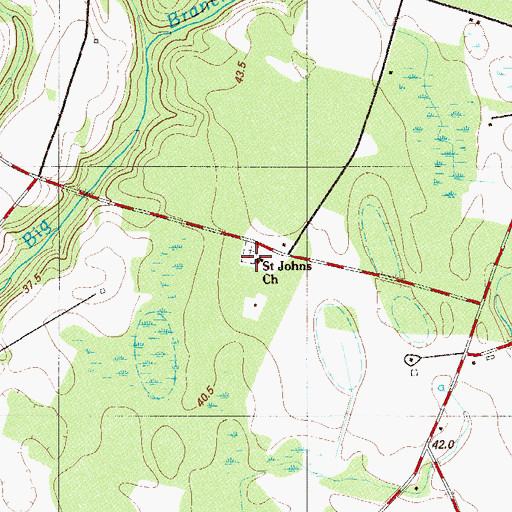Topographic Map of Saint Johns Baptist Church, SC
