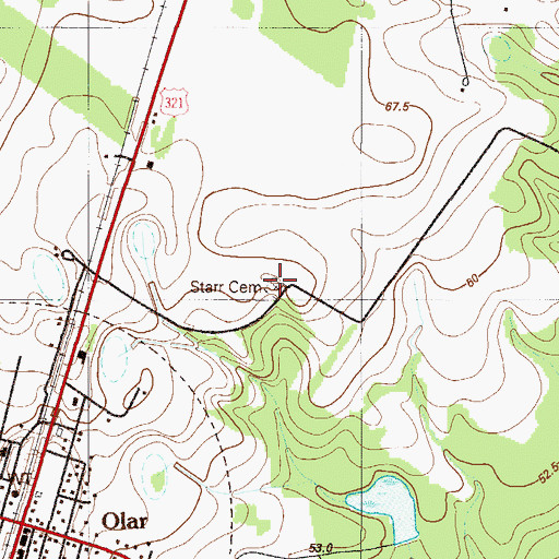 Topographic Map of Starr Cemetery, SC