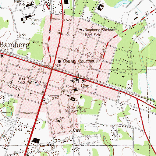 Topographic Map of Trinity United Methodist Church, SC