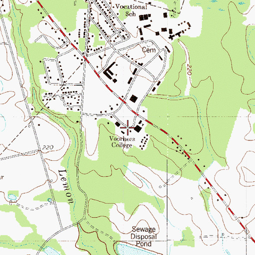 Topographic Map of Vorhees College Historic District, SC